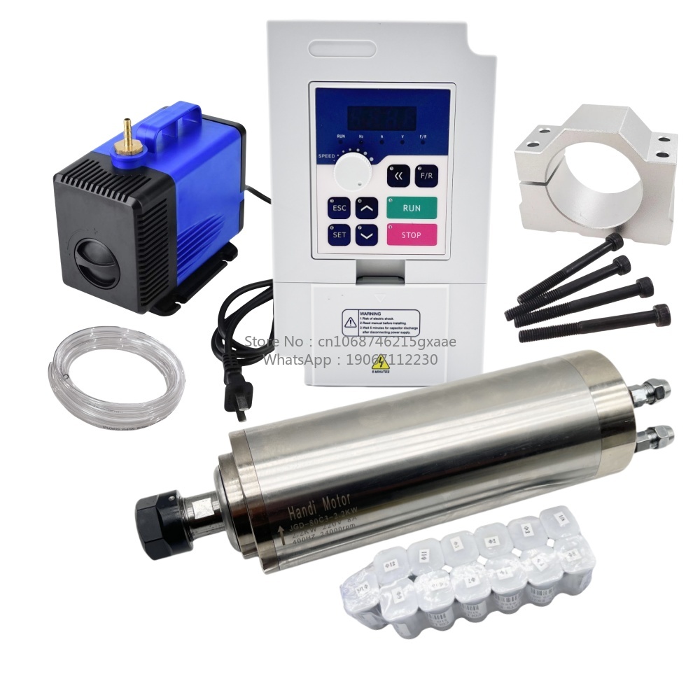 Kit de Motor Spindle CNC Refri - 2.2Kw Water Cooled Spindle Kit Vfd avaliação e preço